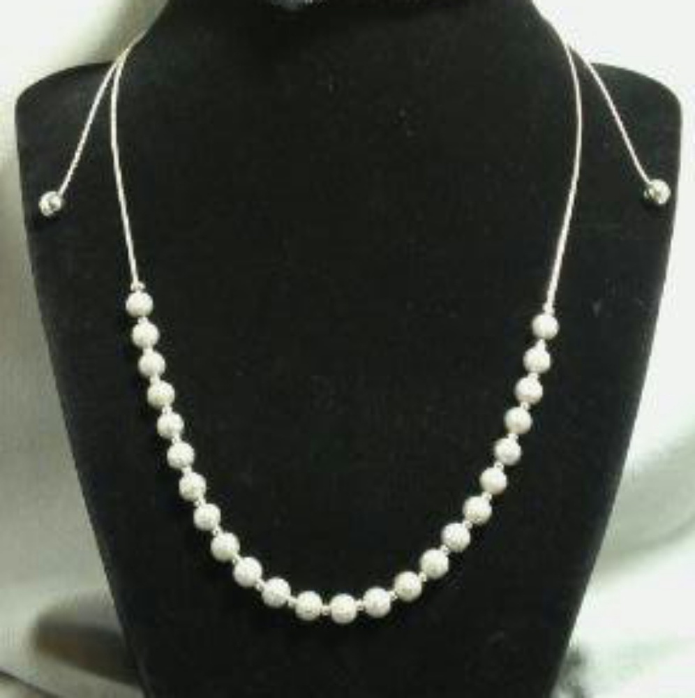 Adjustable Silver Beaded Necklace